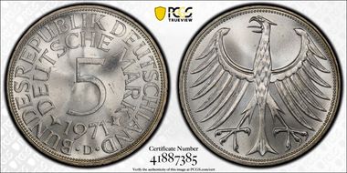 1971-D 5 Mk Regular Issue MS66