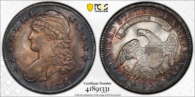 1834 50C Large Date, Large Letters MS65+