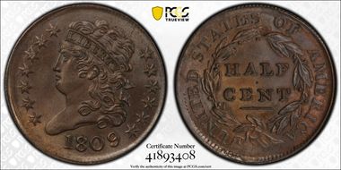 1809/6 1/2C 9 over Inverted 9 MS65BN