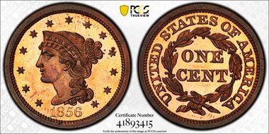 1856 1C Slanted 5 PR65RD