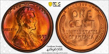 1955-S 1C MS66+ RB