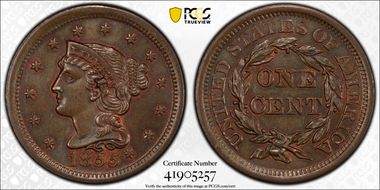 1855 1C Knob on Ear MS64BN