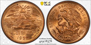 1955-Mo 20C Large Eagle MS66+ RD