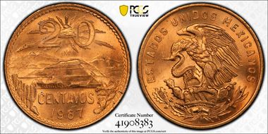 1967-Mo 20C MS66+ RD