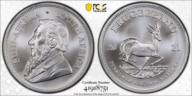2021 1 Rand Krugerrand Silver First Strike MS70
