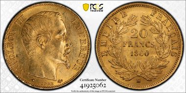 1860-BB 20 Fr Gad-1061 MS63