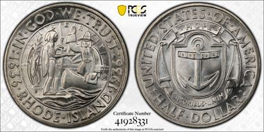 1936-D 50C Rhode Island MS65