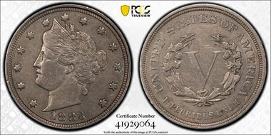 1883 5C No CENTS AU53