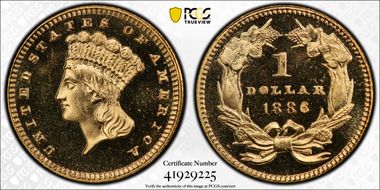 1886 G$1 PR66DCAM