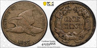 1857 1C Clash w/$20, FS-403 VF20