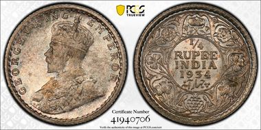 1934(C) 1/4 Rup SW-8.172 MS66