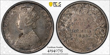 1893-C 1/2 Rup SW-6.218 AU53