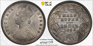 1896-C 1/2 Rup SW-6.224 AU55