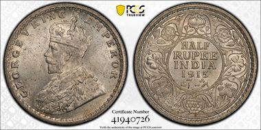 1915(C) 1/2 Rup SW-8.75 MS64