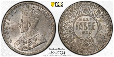 1930(C) 1/2 Rup SW-8.119 MS63