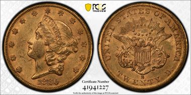 1860-S $20 AU55