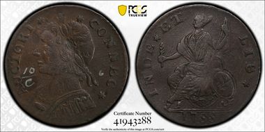 1788 CT 1/2P Mailed Bust Left N1BN