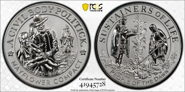 2020 Medal Mayflower 400th Anniversary Reverse Proof First Strike PR70