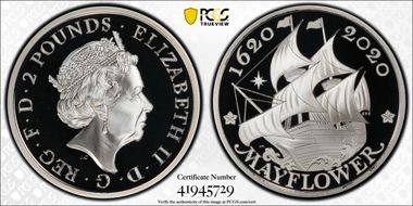 2020 £2 Mayflower 400th Ann. Pft First Strike PR70DCAM
