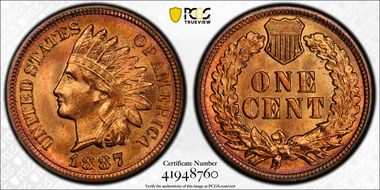 1887 1C MS66+ RD