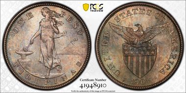 1907-S Peso MS66