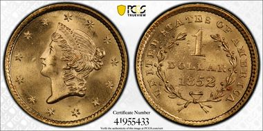 1852 G$1 MS65+ 