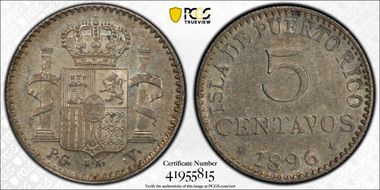 1896-PG V 5C AU58