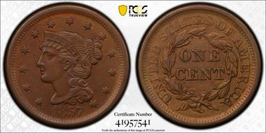 1857 1C Large Date MS62BN