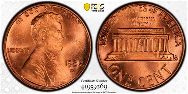 1982-D 1C Zinc Large Date MS68RD