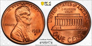 1982-D 1C Zinc Large Date MS68RD