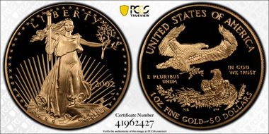 2002-W $50 Gold Eagle PR70DCAM