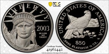 2003-W $50 Statue of Liberty PR70DCAM