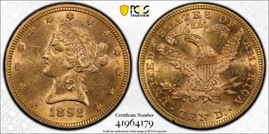 1892 $10 MS62