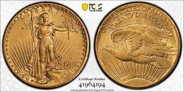 1908-S $20 AU58