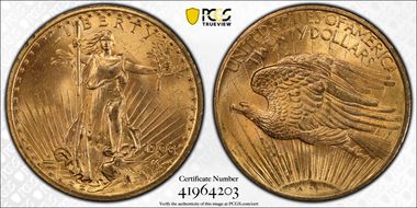 1908 $20 No Motto MS64+