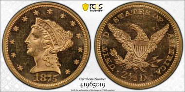 1875 $2.50 MS63+ PL