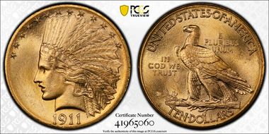 1911-D $10 MS62