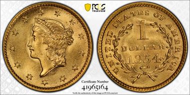 1854 G$1 Type 1 MS66+