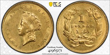 1855-O G$1 MS61