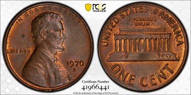 1970-S 1C Large Date MS62BN