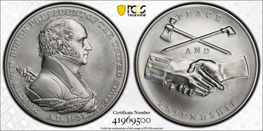 (2021) Medal Martin Van Buren "1837" Silver Matte Finish First Strike MS70