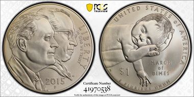 2015-P $1 March of Dimes MS70