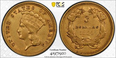 1854 $3 AU55