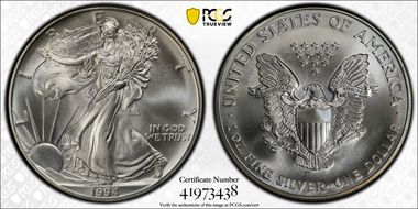 1994 $1 Silver Eagle MS68