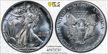 1987 $1 Silver Eagle MS69