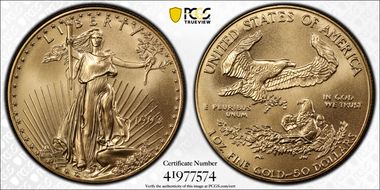 1993 $50 Gold Eagle MS70