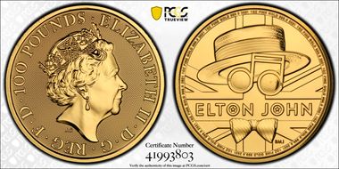 2021 £100 Elton John Au Music Legends MS69