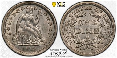 1859-O 10C AU58