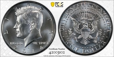2014-D 50C Silver, 50th Anniversary Set MS70