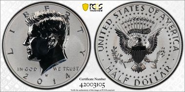 2014-W 50C Reverse Proof 50th Anniversary Set PR69